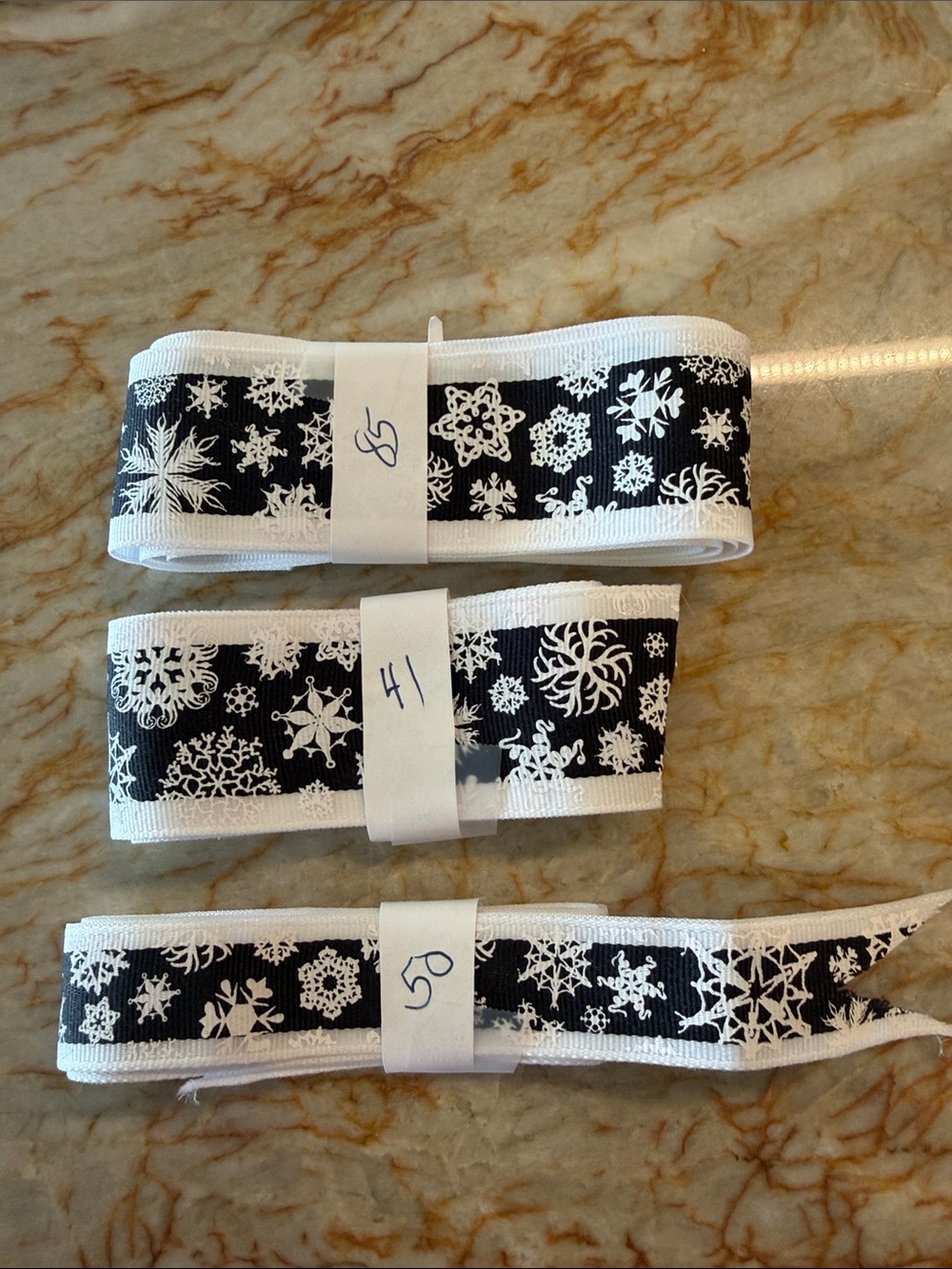 CHANEL Black and White Snowflake Ribbon Trim (set of 3)